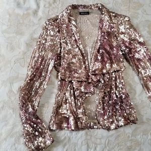 Rose-Gold open-front Sequin Blazer/Jacket sz S